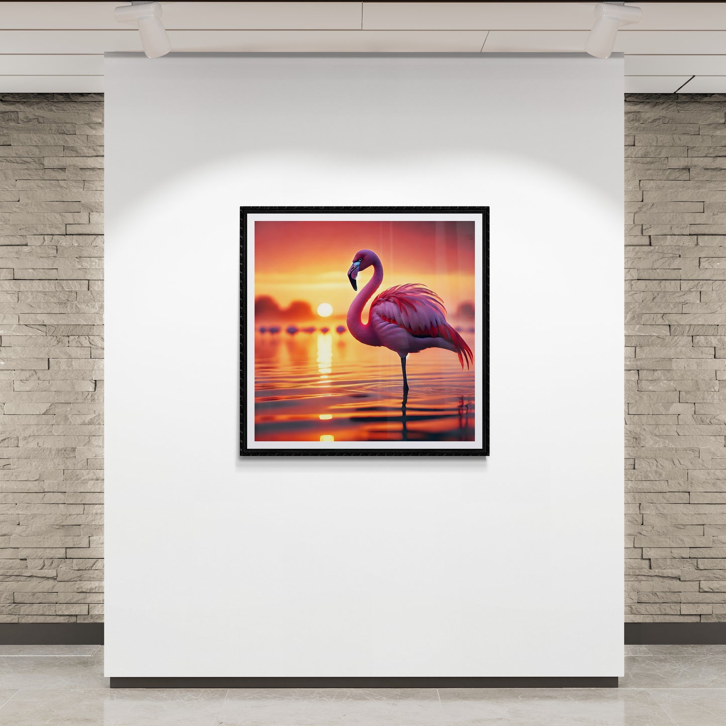 Flamingo-bei-Sonnenuntergang-am-See